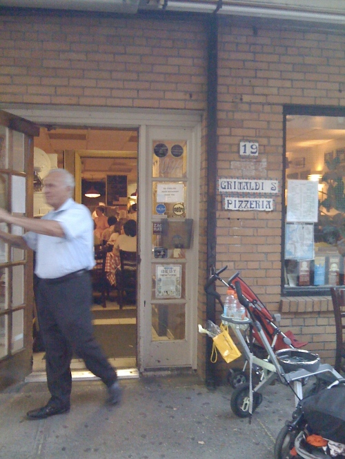 The door to famous Grimaldi's Pizzeria